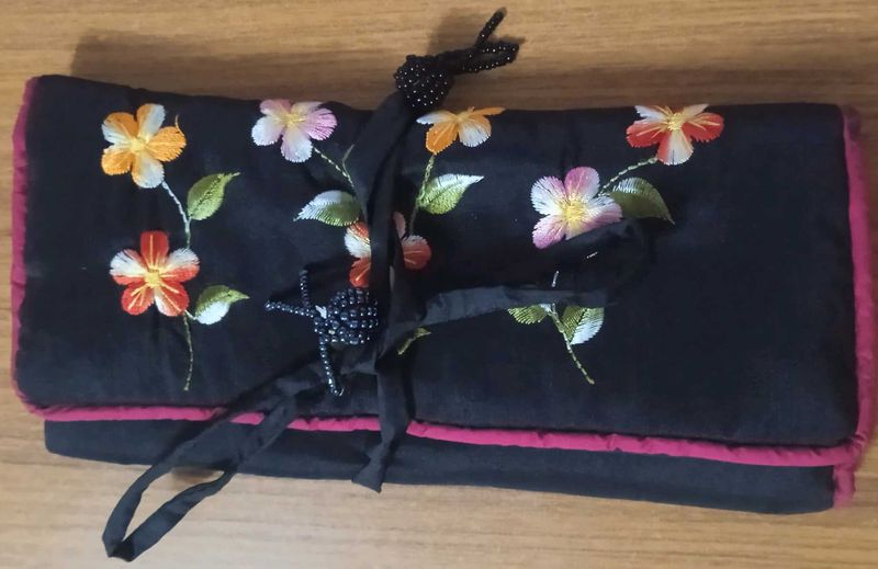 Embroidered Floral Clutch Bag