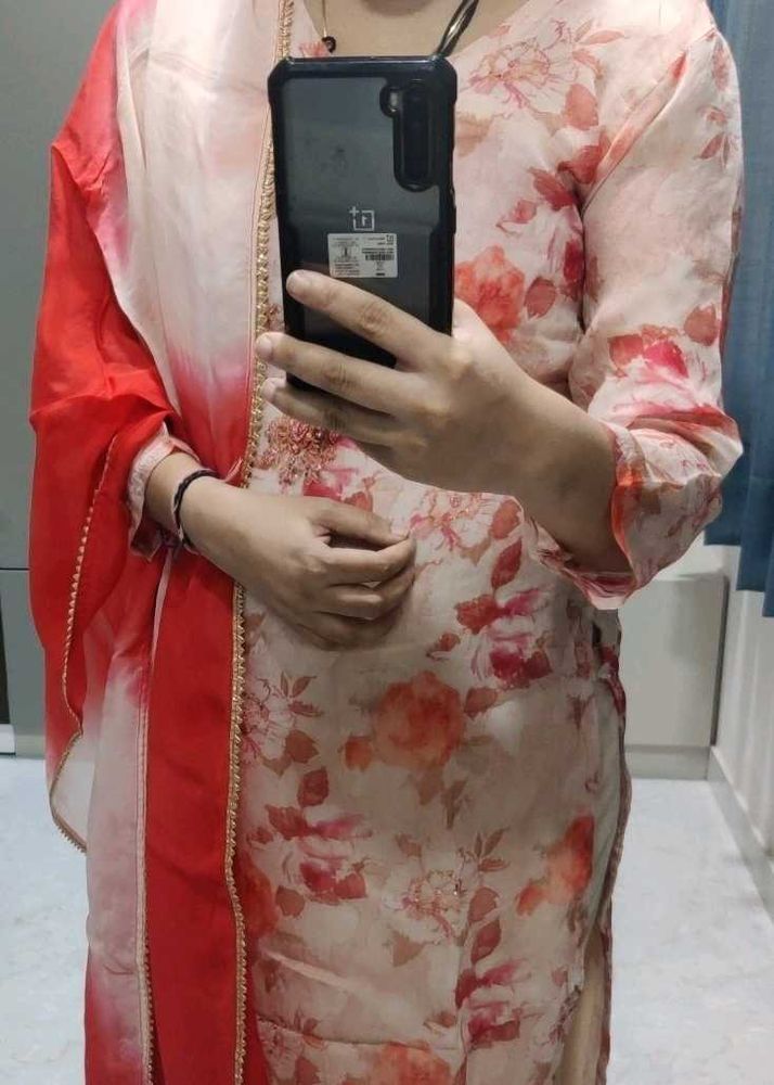 Pink Colour 3 Pc Kurta Set