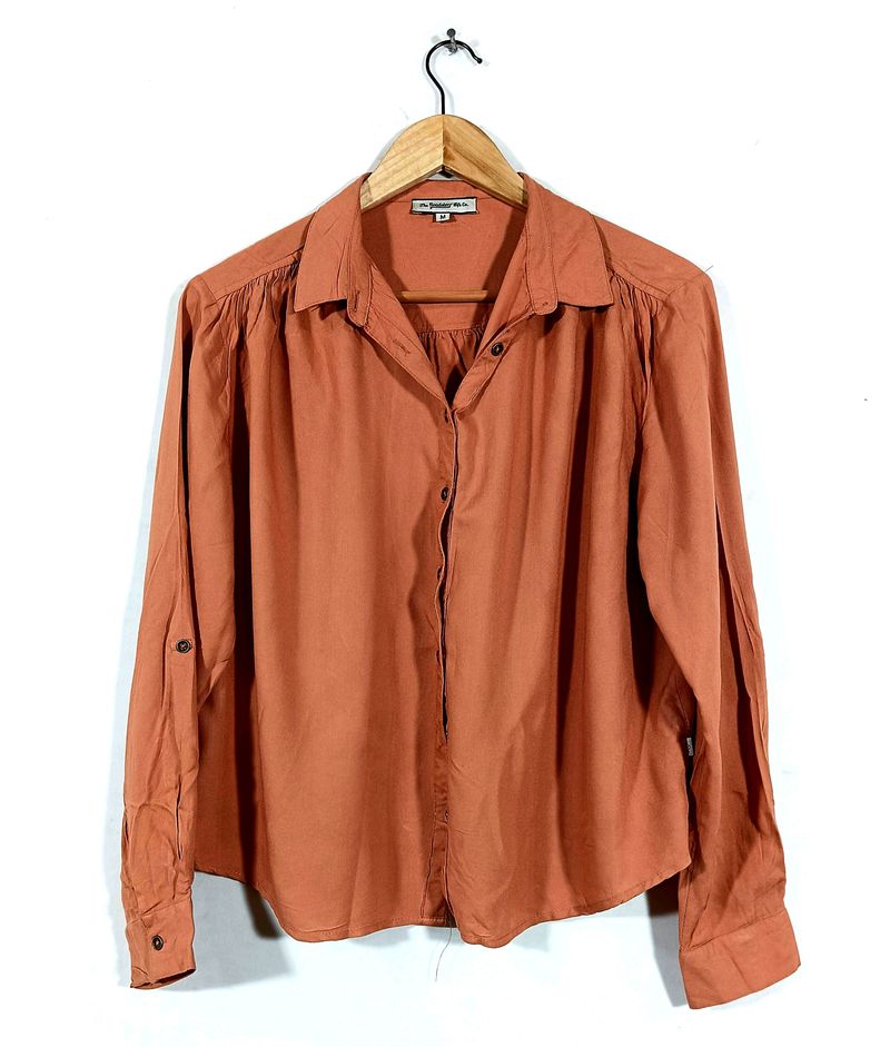 Terracotta Button-Down Shirt