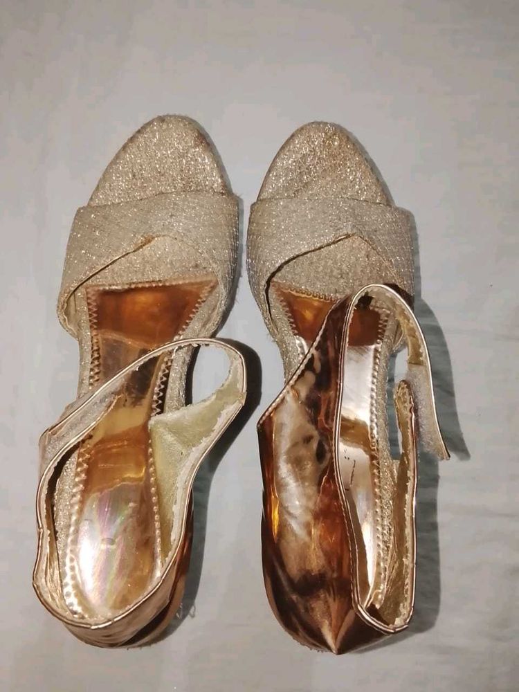 Sparkling silver gold Wedge Sandals