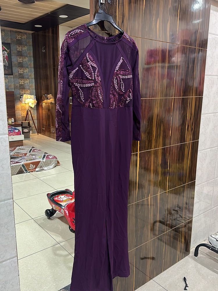 Elegant Purple Embellished Gown