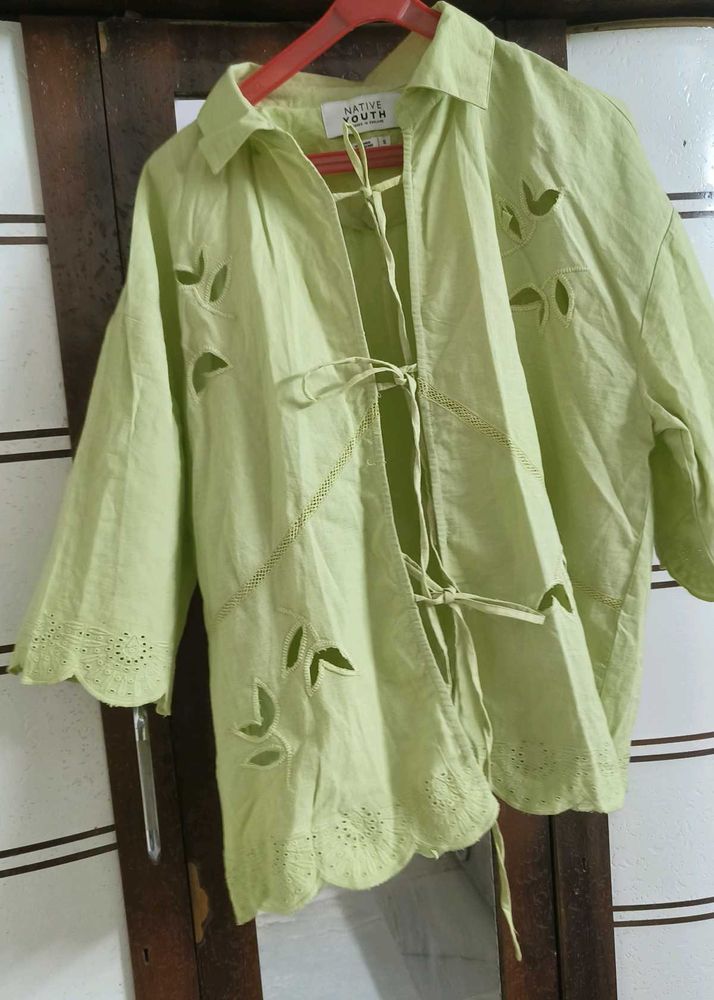 Light Green Embroidered Jacket shirt