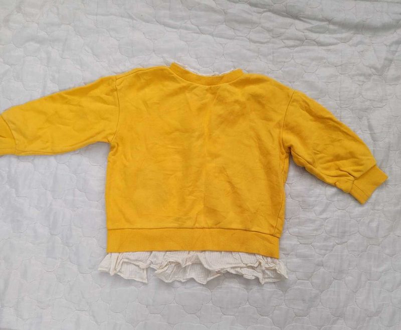 Yellow Ruffle-Hem Sweatshirt