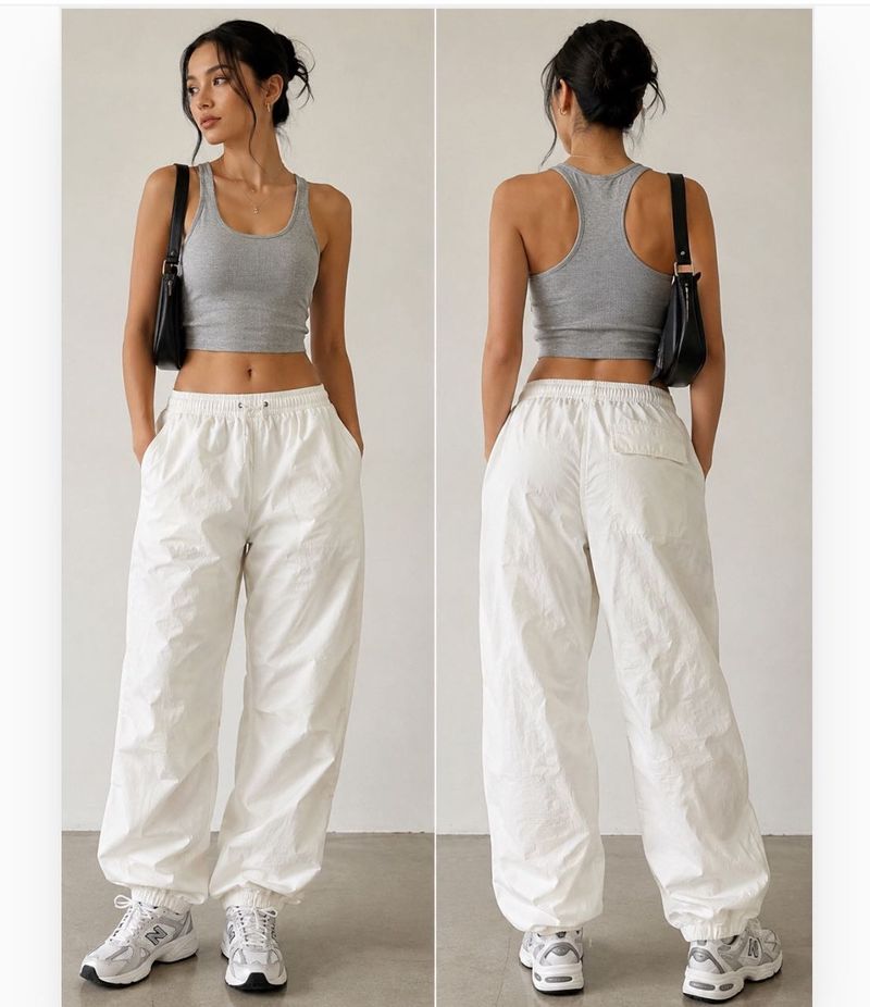 White Baggy Track Pants