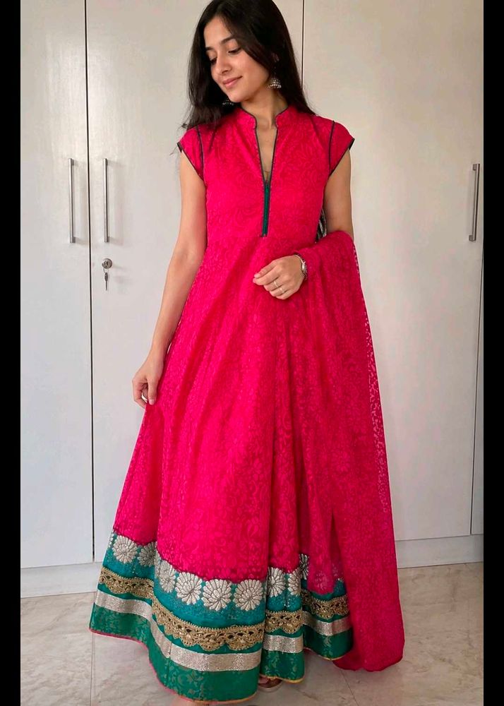 Elegant Pink Anarkali Kurta Set