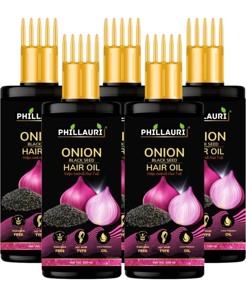PHILLAURI Onion Black Seed Hair Oil Pack Of 5