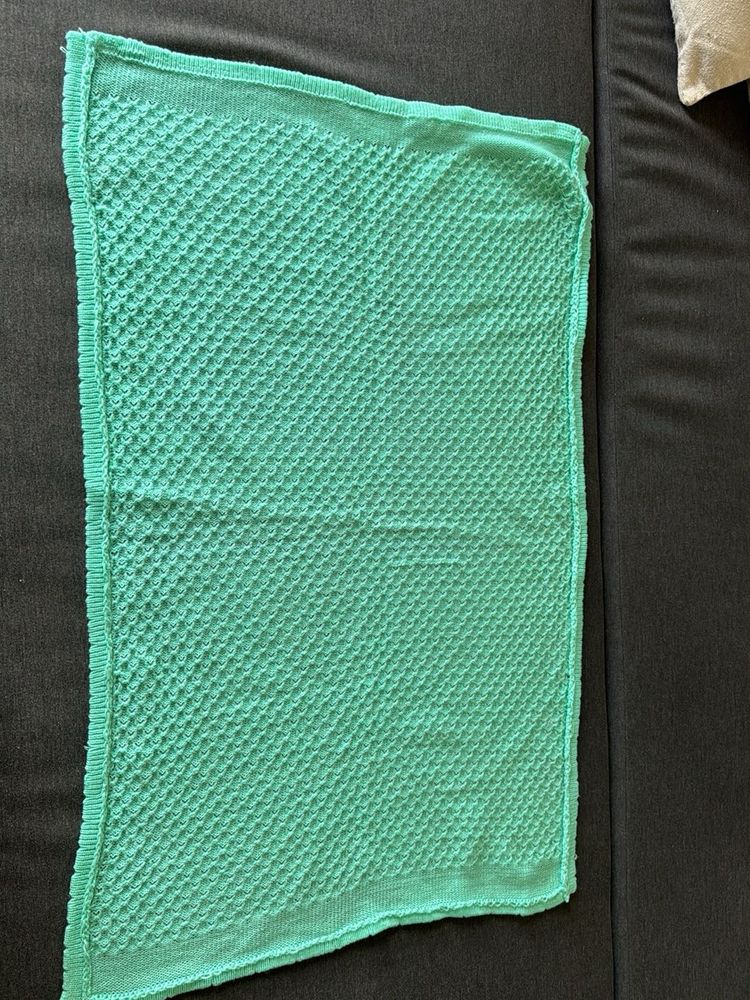 hand woven Green Textured baby blanket