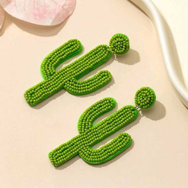 Cute Beaded Cactus Dangle Earrings💚