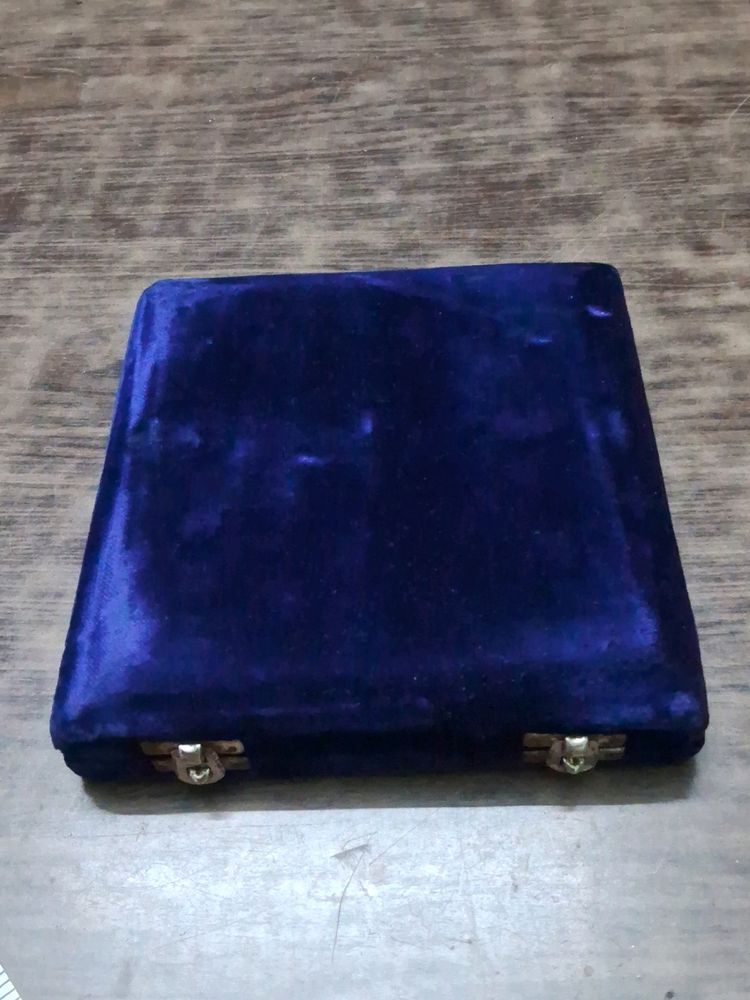 Vintage Blue Velvet Jewelry Box