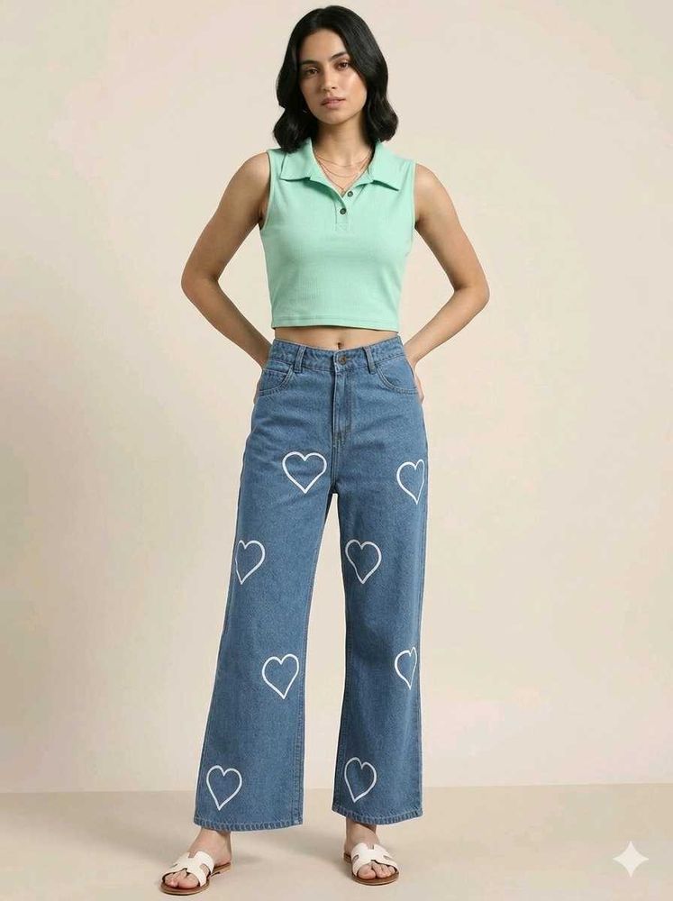 COMBO Y2K OUTFIT (crop top and Wide Leg Jeans)