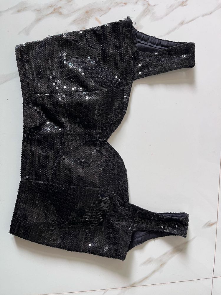 Sparkling Black Sequin Blouse