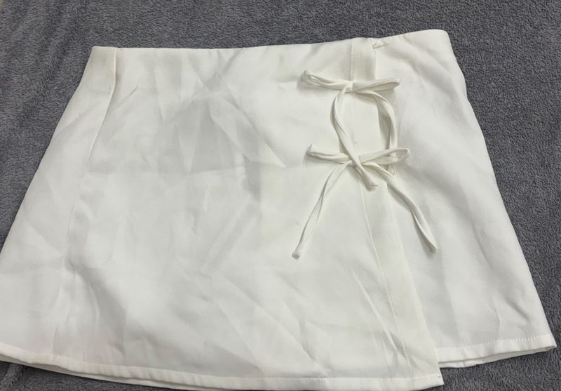 White Skater Skirt with Tie Detail