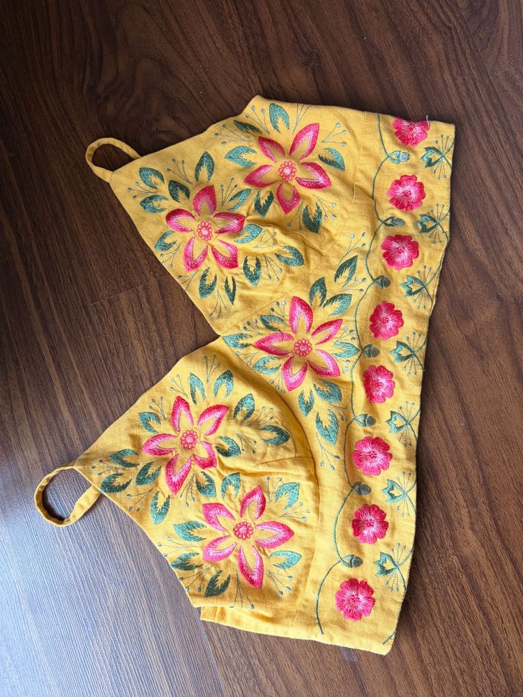 Embroidered Yellow crop top/Blouse