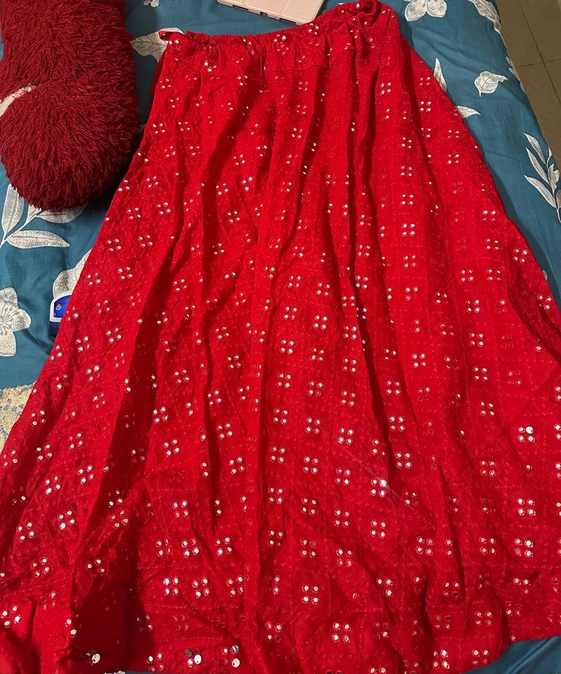 Red Ethnic Skirt
