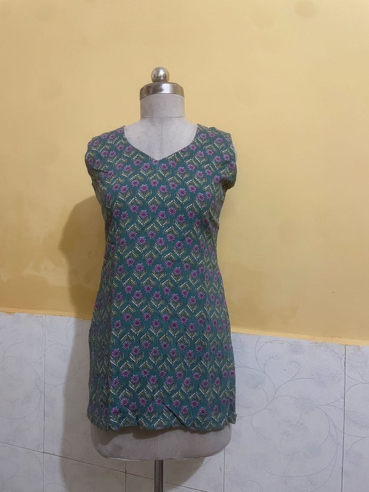 Green Printed Kurta