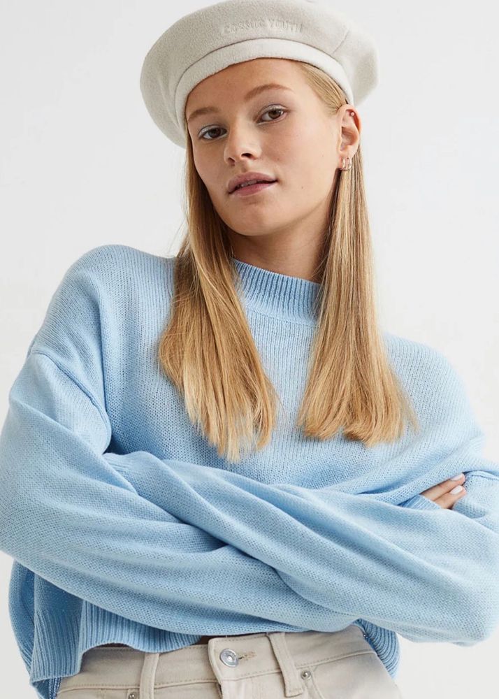 H&amp;M Women Blue Solid Acrylic Jumper