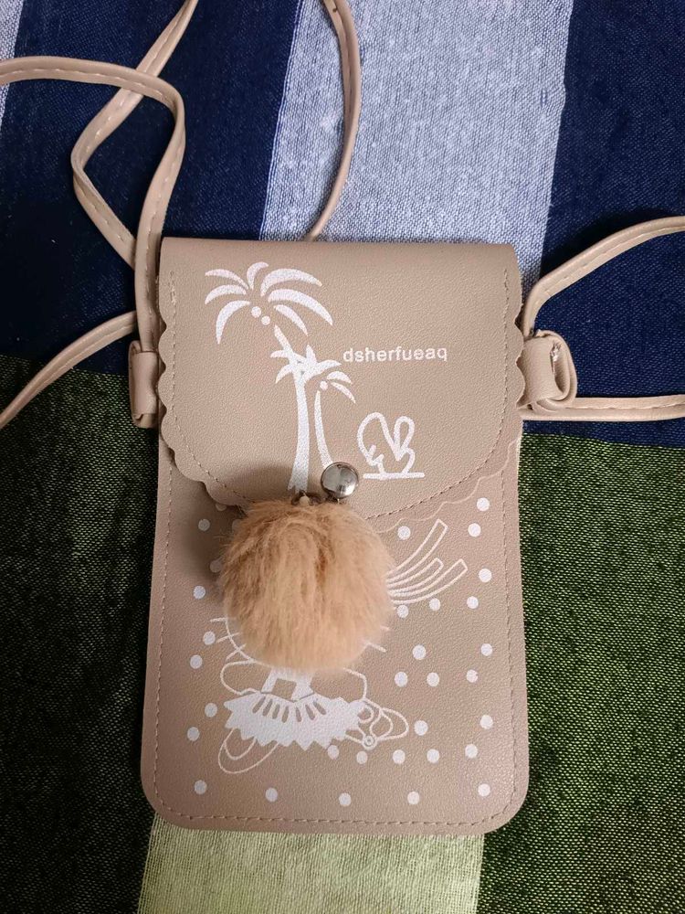 Cute Cartoon Sling Bag with Pom Po