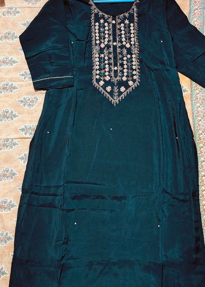 Zari Work Women Kurta Pant And Dupatta Set