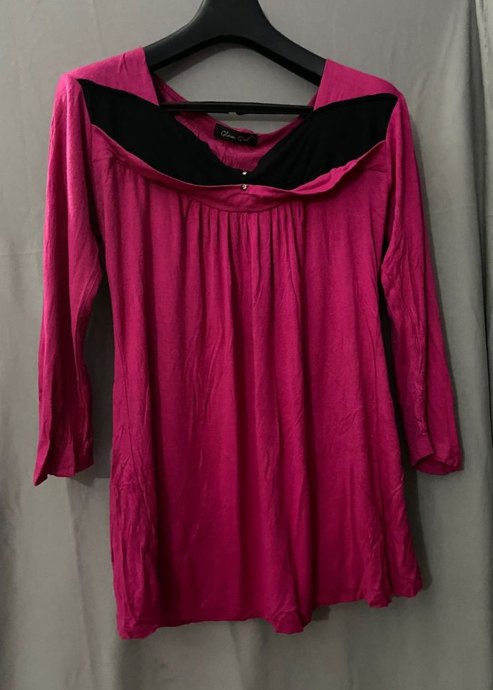 Pink Casual Soft Top