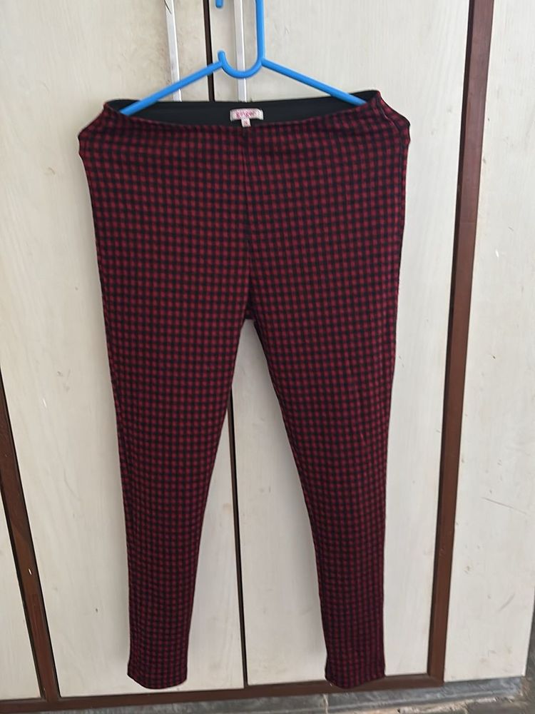 checked treggings