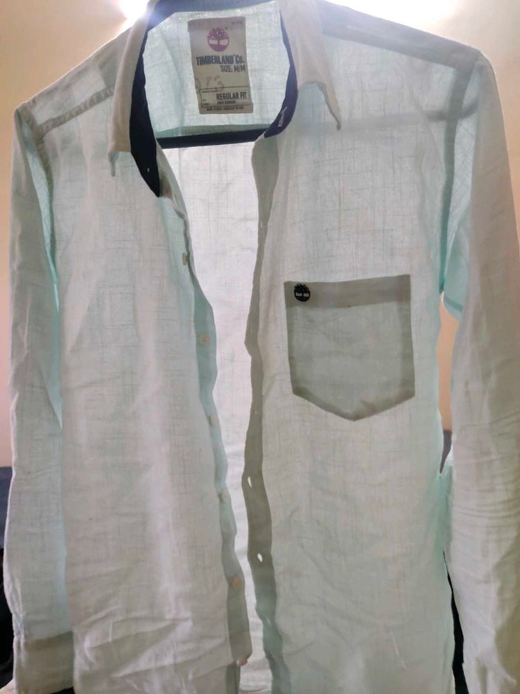 Sea green linen shirt from Timberland