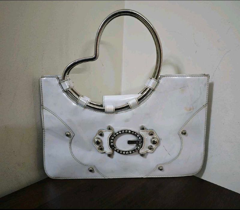 Guess White Patent Leather Handbag