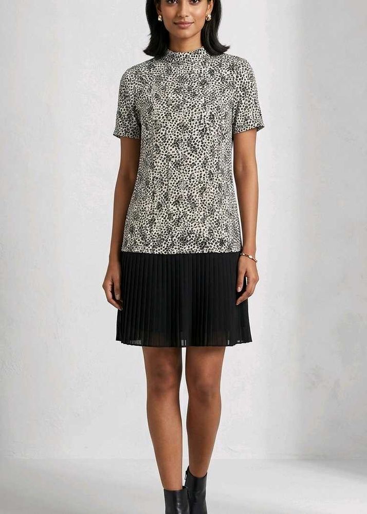 Trendy Animal Print Pleated Dress