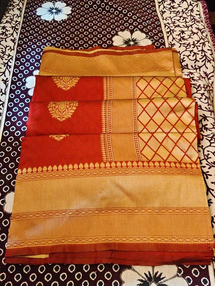 SALE RATE Red &amp; Gold Banarasi Silk Saree