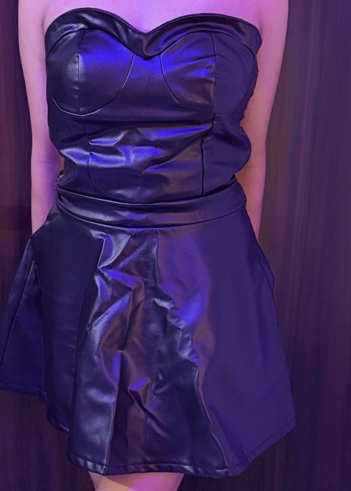 Strapless Faux Leather Dress
