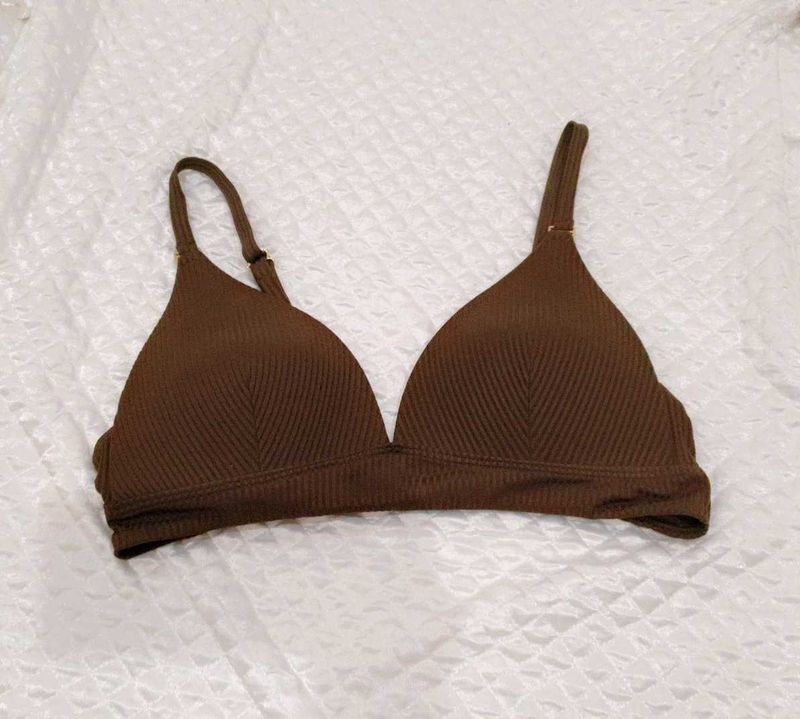 Brown Ribbed Bralette