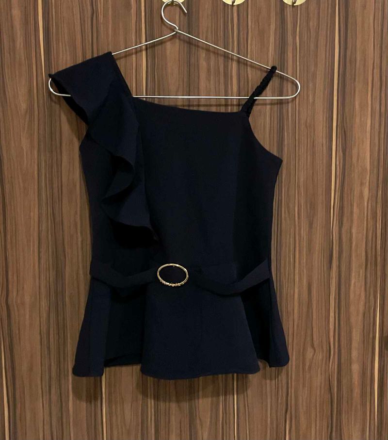 Navy blue one shoulder top