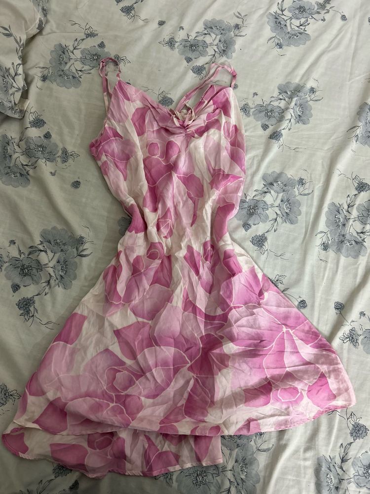 Floral Print satin  Mini Dress