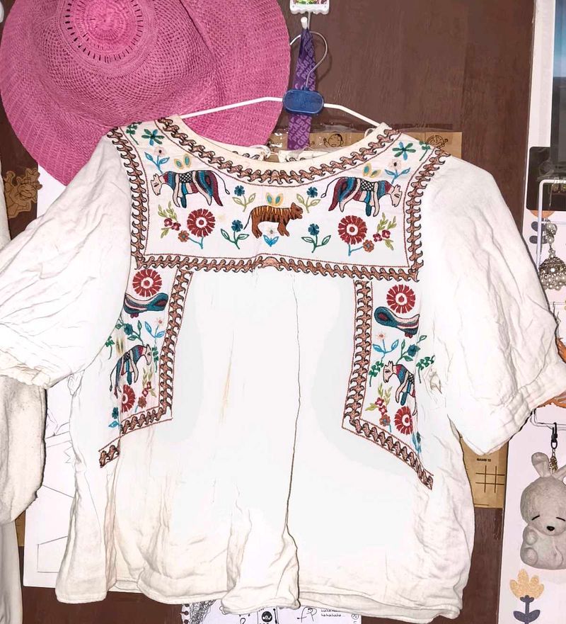 Embroidered Boho Tunic Top