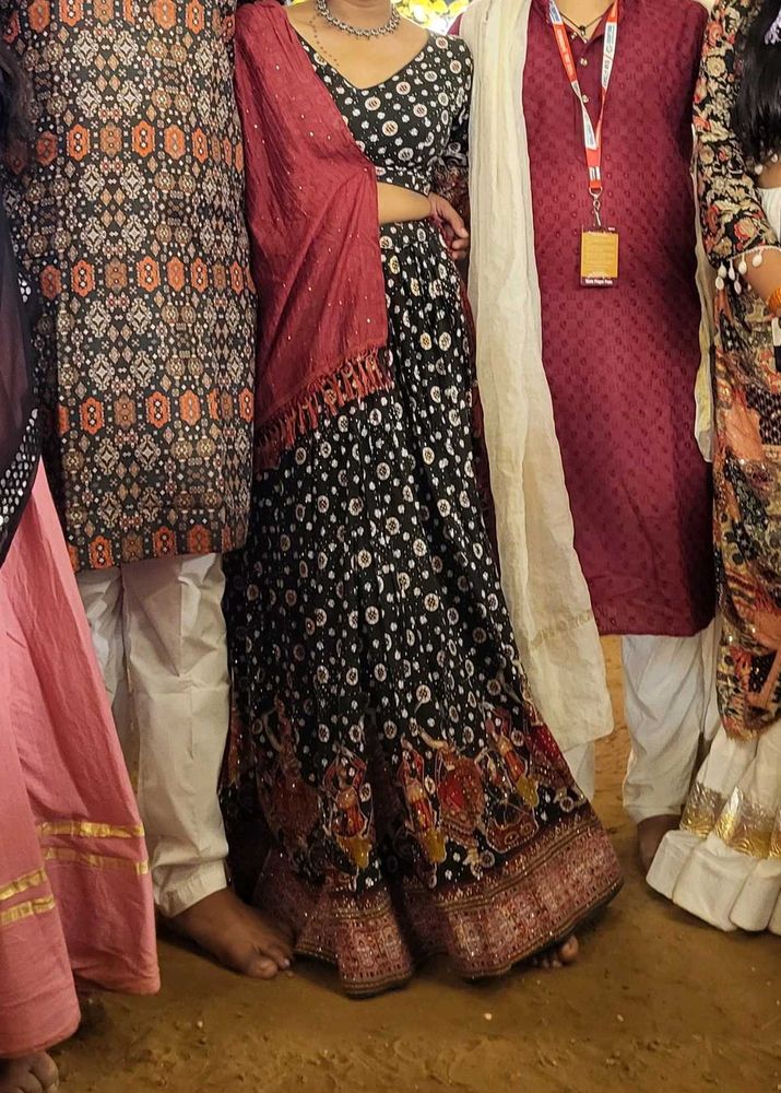 Green Lehnga with maroon duppata