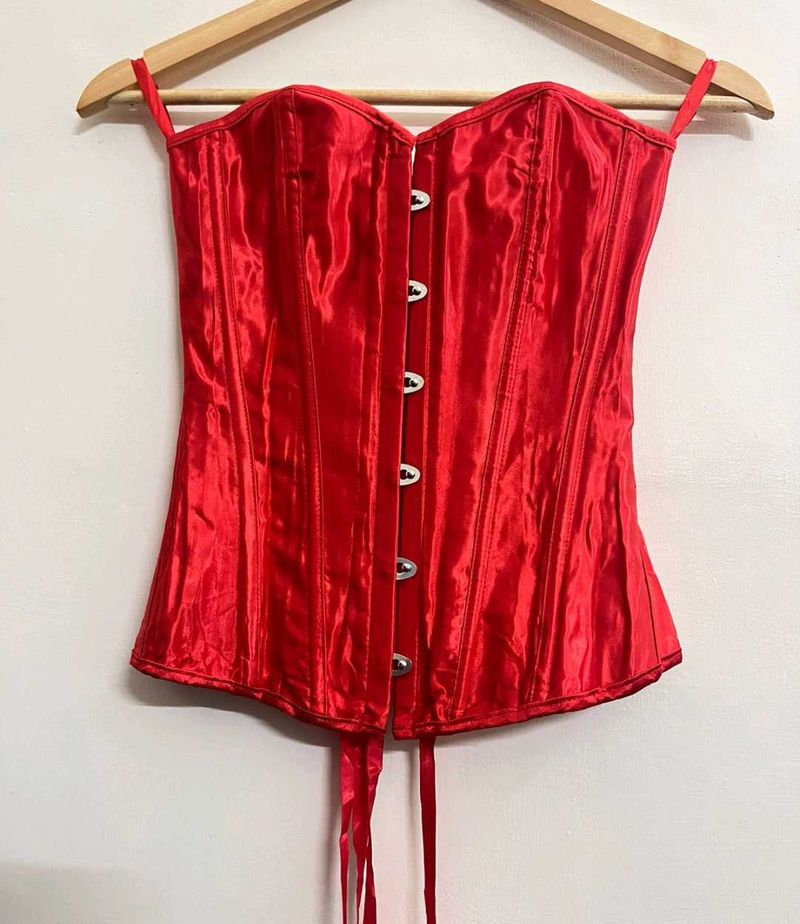 Gothic punk Red Satin Corset Top