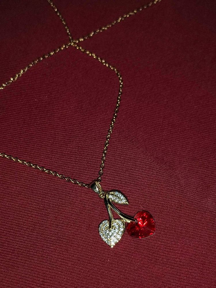 Sparkling Cherry Pendant Necklace