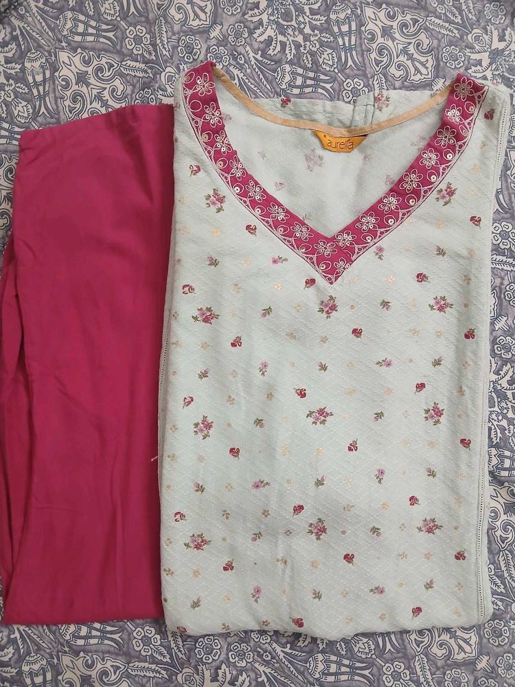 Light Blue Floral Kurta Set
