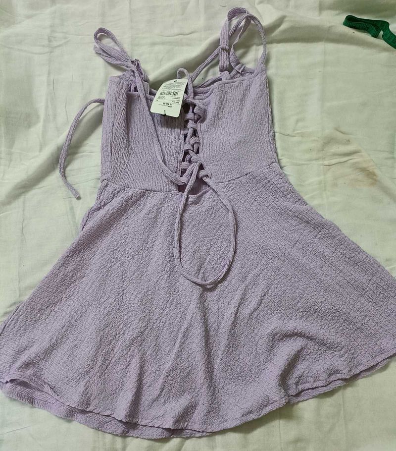 Lavender Mini Dress with Lace-Up Back