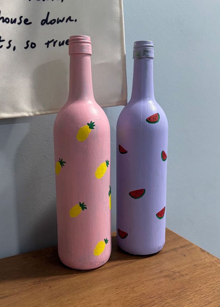 Hand-Painted Fruit Themed Decorative Bottles