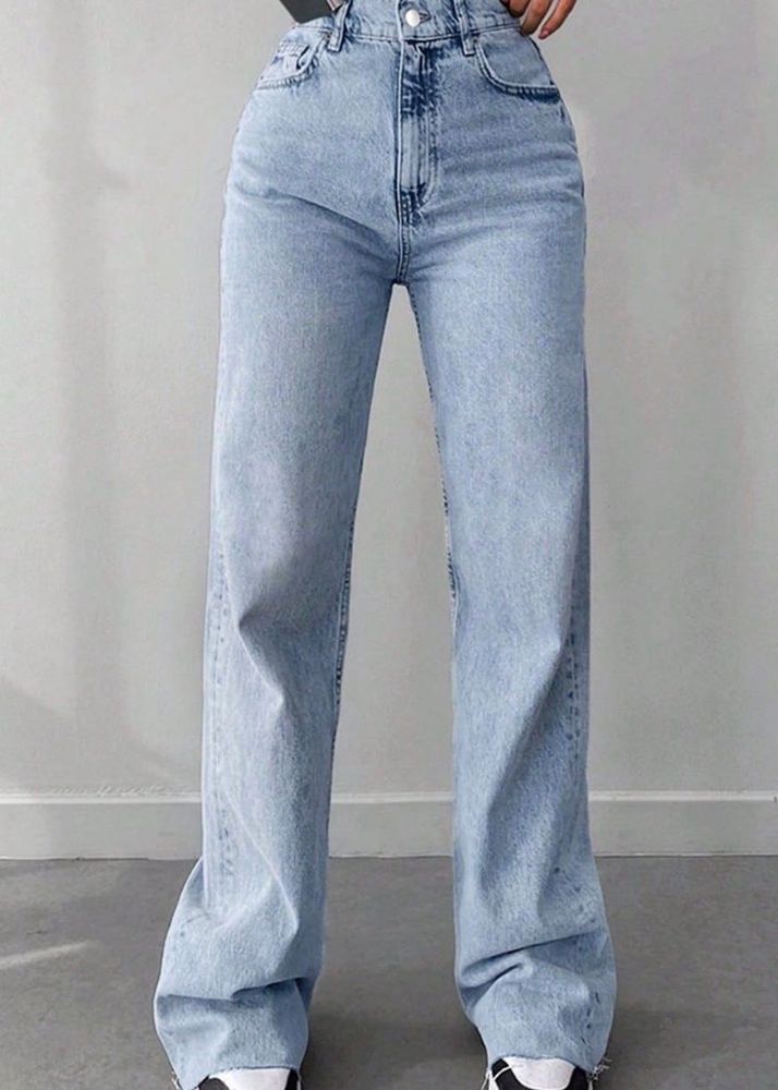 Light Wash Wide Leg Denim Jeans