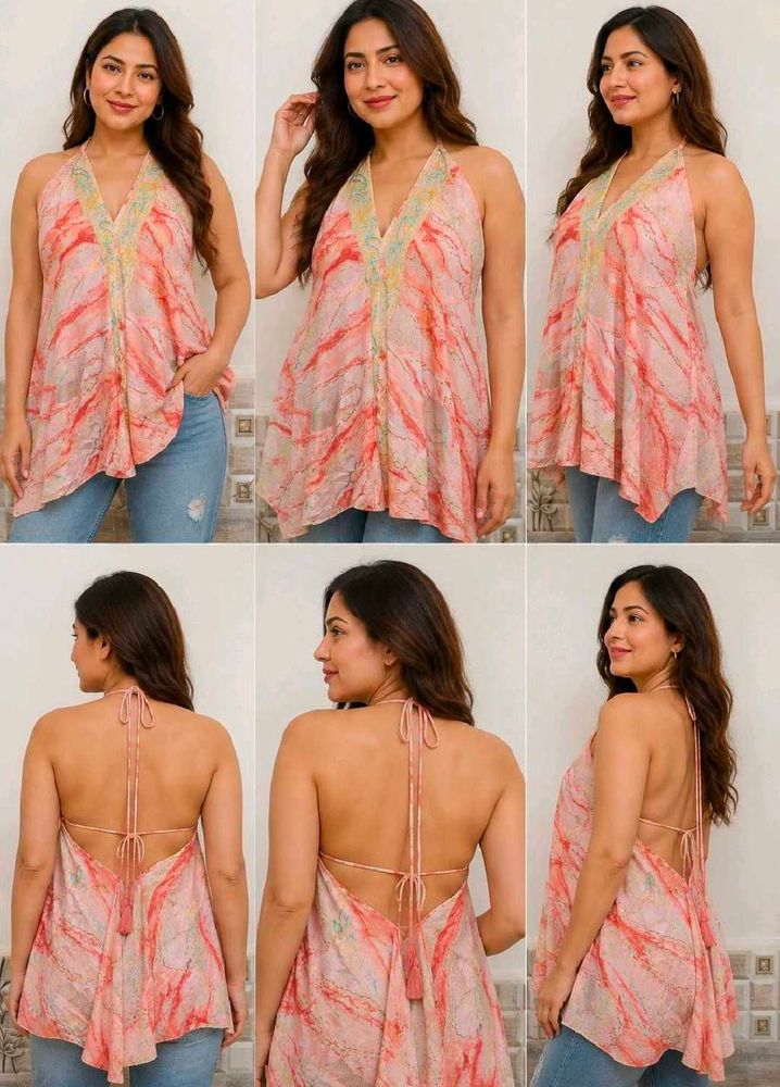 Boho Halter Neck Tie-Up Top Size S-M-L
