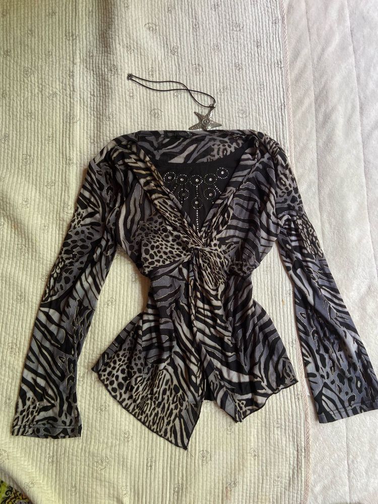 y2k animal print vintage top