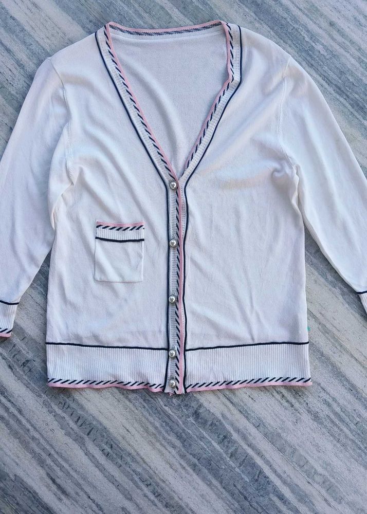 Chanel style Cute White Cardigan