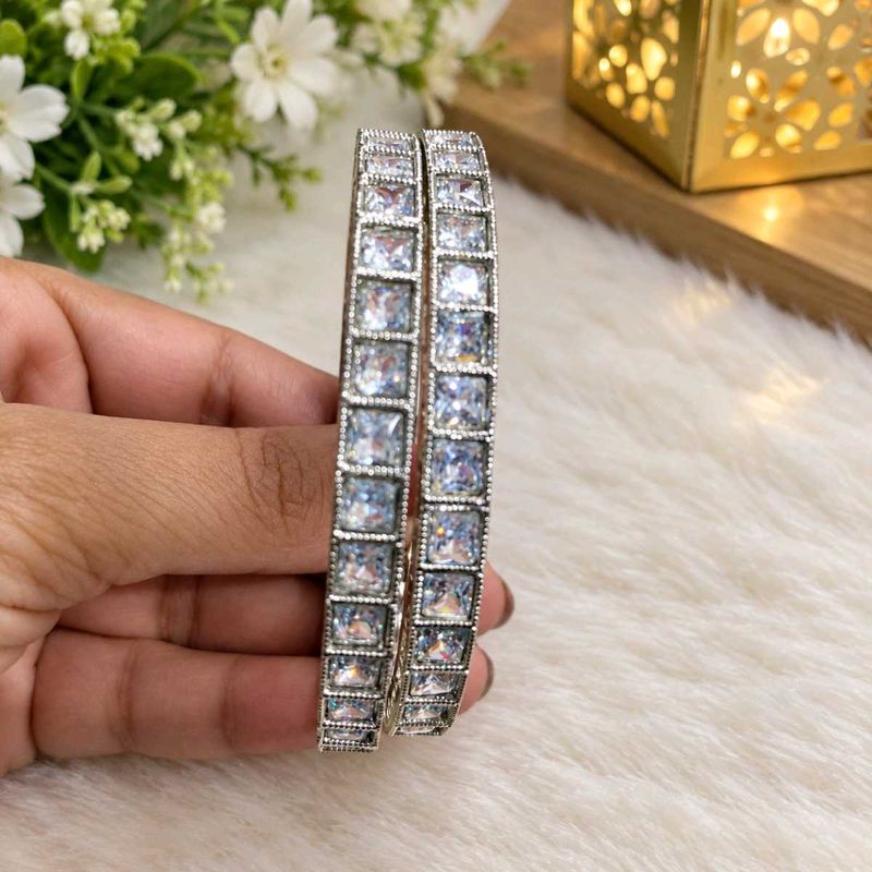 Elegant CZ Stone Bangle Set