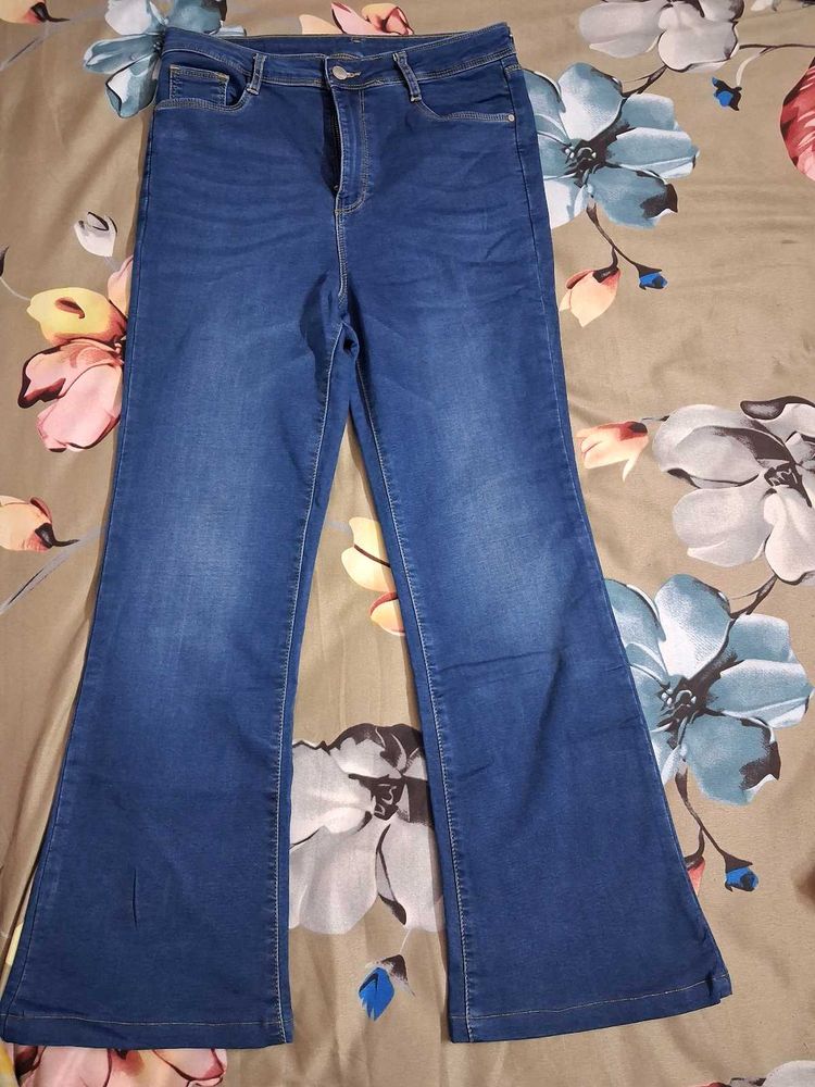 Flared Blue Denim Jeans