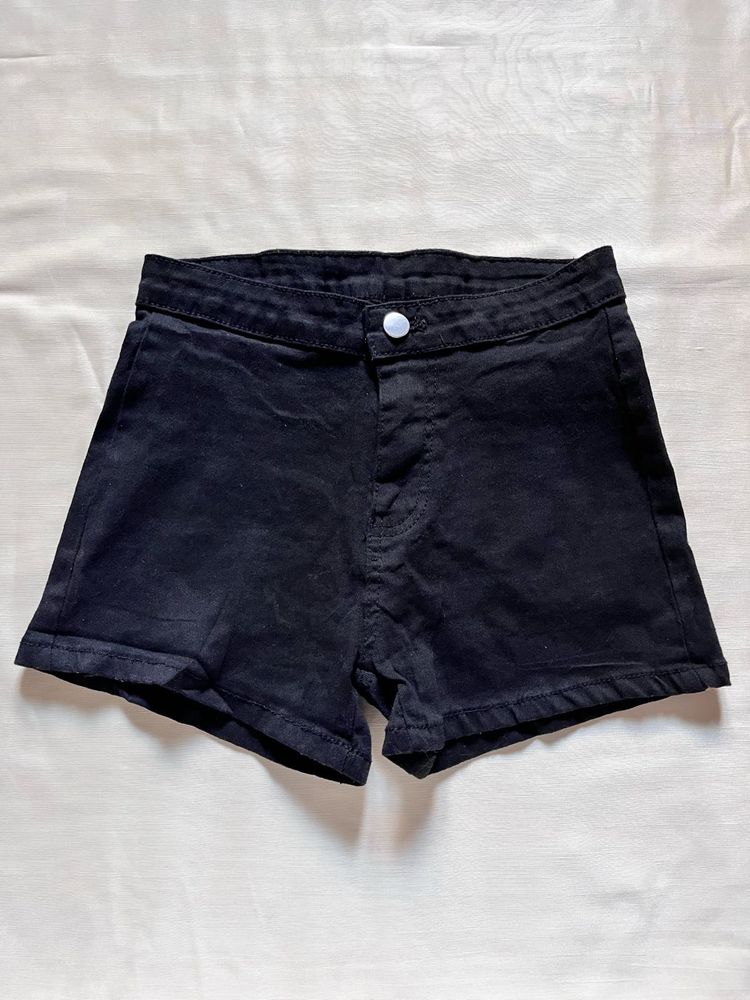 Black High-Waisted Denim Shorts
