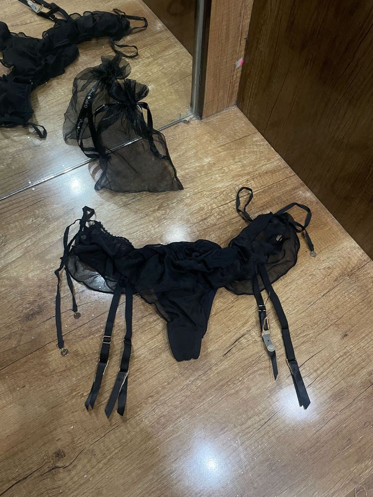 Black lace thongs