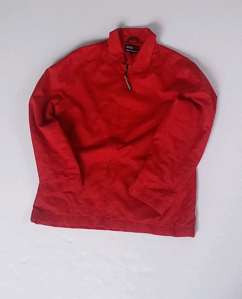 Men's Red Zip-Up Casual Jacket