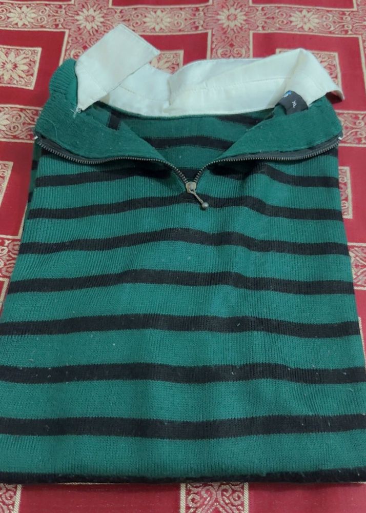 Striped Quarter-Zip Sweater