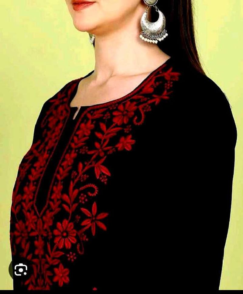 Black Kurta with Red Embroidery